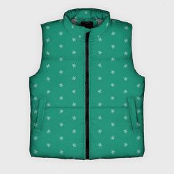 Мужской жилет Снежинки на сине-зеленом, цвет: 3D-светло-серый
