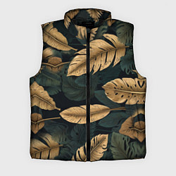 Мужской жилет Золотые листья монстеры и перья