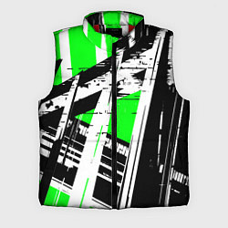 Мужской жилет Чёрно-белые абстрактные линии на зелёном фоне