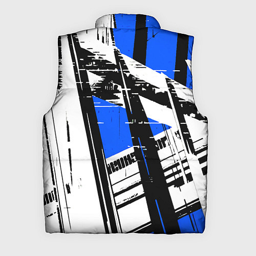 Мужской жилет Чёрно-белые абстрактные линии на синем фоне / 3D-Черный – фото 2