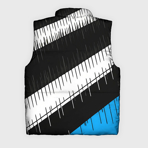 Мужской жилет Диагональные чёрно-белые полосы на синем фоне / 3D-Черный – фото 2