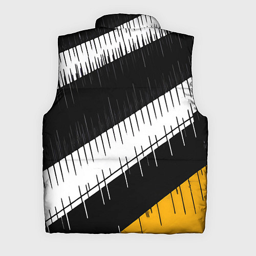 Мужской жилет Диагональные чёрно-белые полосы на жёлтом фоне / 3D-Красный – фото 2