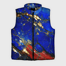 Мужской жилет Золотой и красный минерал в синем камне