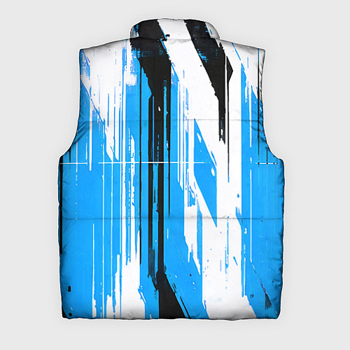 Мужской жилет Вертикальные чёрно-белые линии на синем фоне / 3D-Черный – фото 2