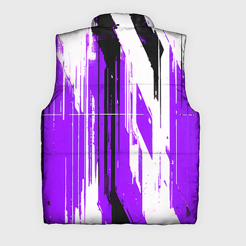 Мужской жилет Вертикальные чёрно-белые линии на фиолетовом фоне / 3D-Светло-серый – фото 2