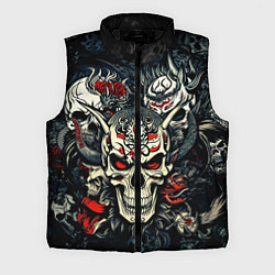 Мужской жилет Маска Хання на черепе самурая на фоне духов