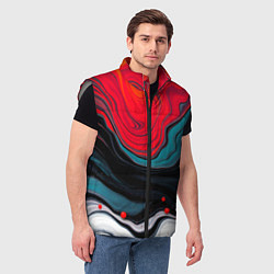 Мужской жилет Абстракция эбру, цвет: 3D-светло-серый — фото 2