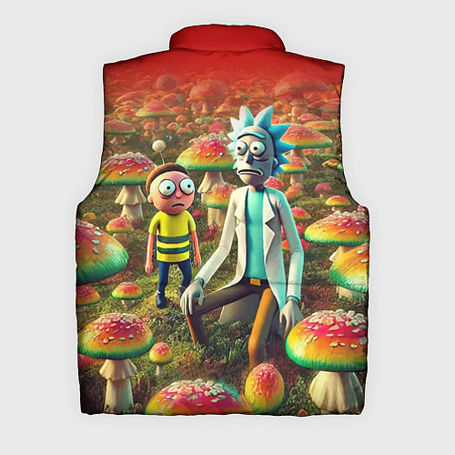 Мужской жилет Рик и Морти заблудились в мухоморном поле / 3D-Черный – фото 2