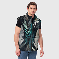 Мужской жилет Перья и листья, цвет: 3D-светло-серый — фото 2