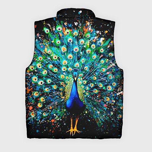 Мужской жилет Павлин красками на черном фоне - нейросеть / 3D-Черный – фото 2