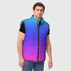 Мужской жилет Градиент закат сине-розовый, цвет: 3D-светло-серый — фото 2