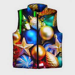 Мужской жилет Новогодние украшения, цвет: 3D-черный