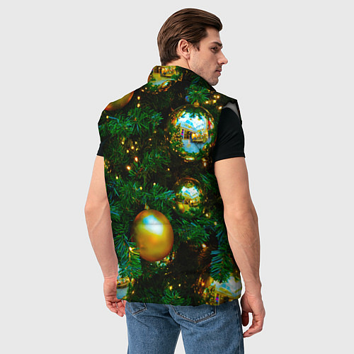 Мужской жилет Новогодние украшения на ветках / 3D-Светло-серый – фото 4