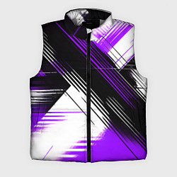Мужской жилет Диагональные фиолетово-чёрные линии на белом фоне, цвет: 3D-светло-серый