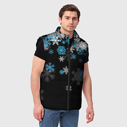 Мужской жилет Снежинки объемные, цвет: 3D-черный — фото 2