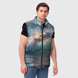 Мужской жилет Волна и блики солнца, цвет: 3D-черный — фото 2