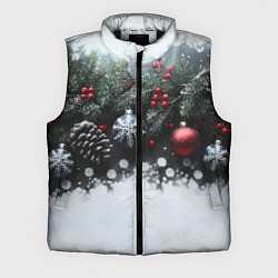 Мужской жилет Елочные игрушки и снег