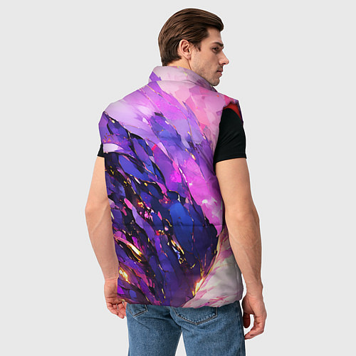 Мужской жилет Фиолетово-розовая абстракция / 3D-Красный – фото 4