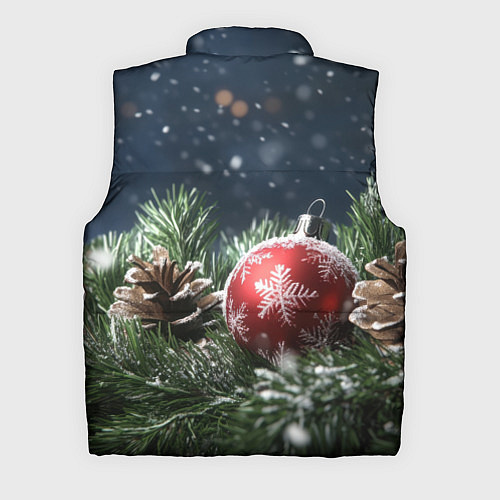 Мужской жилет Новогодний шар и шишка / 3D-Красный – фото 2