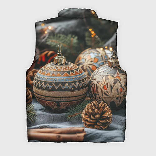 Мужской жилет Новогодние шары и шишки / 3D-Красный – фото 2