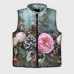 Мужской жилет Новогодние цветы и шишки