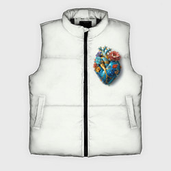 Мужской жилет Металлическое сердце кораллы и цветы, цвет: 3D-черный
