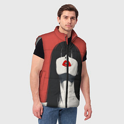 Мужской жилет Девушка на красном фоне, цвет: 3D-светло-серый — фото 2