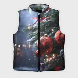 Мужской жилет Красные новогодние шары с узорами
