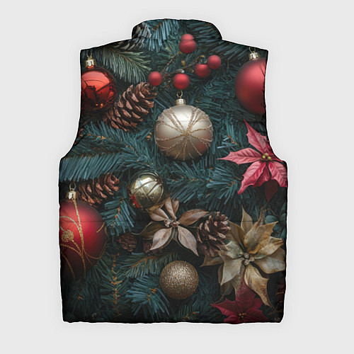 Мужской жилет Новогодние украшения на елочке / 3D-Черный – фото 2