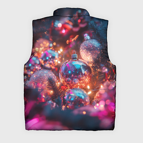 Мужской жилет Новогодние шары и фиолетовые блески / 3D-Черный – фото 2