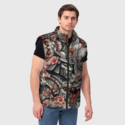 Мужской жилет Самурай дракон и японские мифические существа, цвет: 3D-черный — фото 2