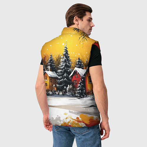 Мужской жилет Новогодний двор / 3D-Красный – фото 4