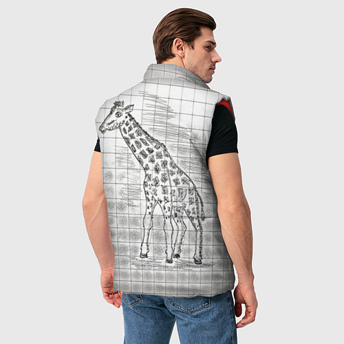 Мужской жилет Жираф на тетрадном листе / 3D-Красный – фото 4