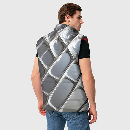 Мужской жилет Полированный металл серебряный / 3D-Красный – фото 4