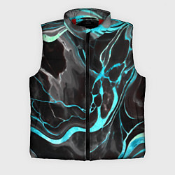 Мужской жилет Голубые флюиды на чёрном фоне