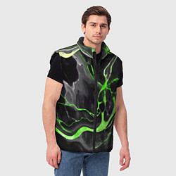 Мужской жилет Зелёно-чёрный мрамор, цвет: 3D-черный — фото 2