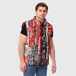 Мужской жилет Киберпанк паттерн красный, цвет: 3D-красный — фото 2