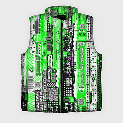 Мужской жилет Киберпанк паттерн зелёный, цвет: 3D-светло-серый