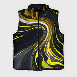 Мужской жилет Волнистые бело-жёлтые линии на чёрном фоне