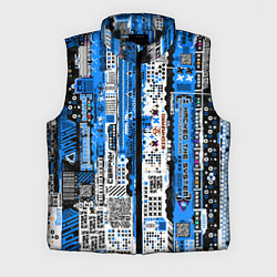 Мужской жилет Киберпанк паттерн синий, цвет: 3D-черный