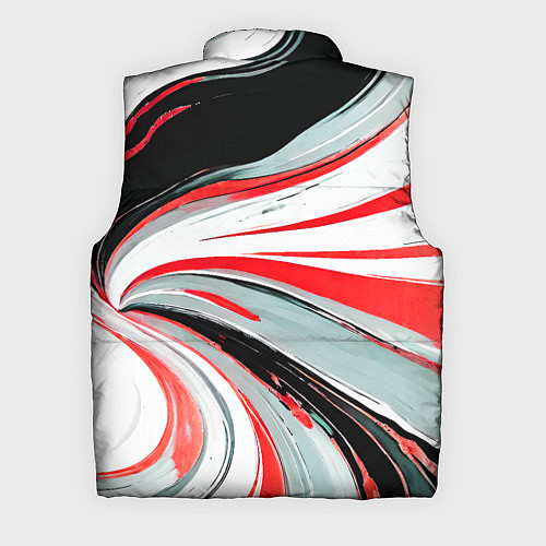 Мужской жилет Волнистые бело-красные линии на чёрном фоне / 3D-Черный – фото 2