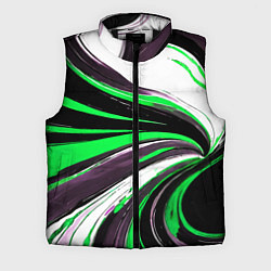 Мужской жилет Волнистые чёрно-зелёные линии на белом фоне