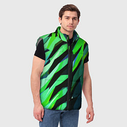 Мужской жилет Чёрно-зелёная абстракция, цвет: 3D-светло-серый — фото 2