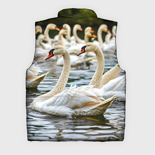 Мужской жилет Белые лебеди на пруду / 3D-Черный – фото 2