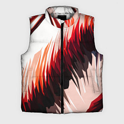 Мужской жилет Чёрно-красные острые полосы на белом фоне, цвет: 3D-светло-серый