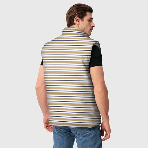 Мужской жилет Бежевый с синей полосой / 3D-Светло-серый – фото 4