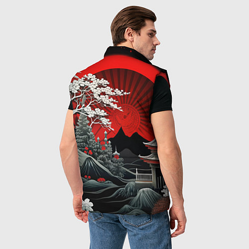 Мужской жилет Деревья Японии и природа / 3D-Красный – фото 4