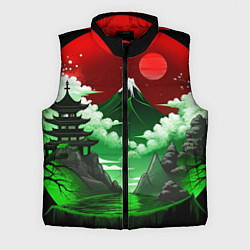 Мужской жилет Япония красно-зеленая природа