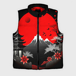 Мужской жилет Японская гора и красная луна