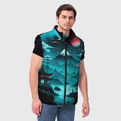 Мужской жилет Коллаж из природы Японии, цвет: 3D-черный — фото 2
